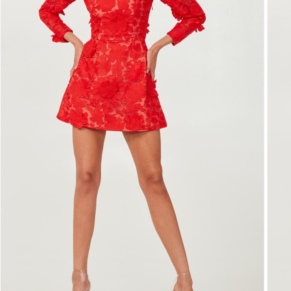 Elegant Red Floral Women's Dress